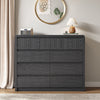 9 Fluted Drawers Dresser for Bedroom, 49.2" W Modern Chest of Drawers with Curved Profile Design, Mid Century Storage Dressers Organizer,Black
