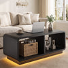 Coffee Table with LED Lights, 47.2" W TV Stand Center Table with 2-Tiers for Living Room,Black