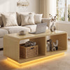 Coffee Table with LED Lights, 47.2" W TV Stand Center Table with 2-Tiers for Living Room,Natural