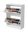 NOVAMAISON Shoe Cabinet Storage for Entryway, White Shoe Organizer with 3 Flip Drawers & Open Shelf,2PCS
