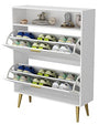 NOVAMAISON Shoe Cabinet Storage for Entryway, White Shoe Organizer with 3 Flip Drawers & Open Shelf,2PCS