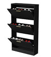 NOVAMAISON Shoe Cabinet Storage for Entryway, White Shoe Organizer with 3 Flip Drawers & Open Shelf,2PCS
