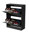 NOVAMAISON Shoe Cabinet Storage for Entryway, White Shoe Organizer with 3 Flip Drawers & Open Shelf,2PCS