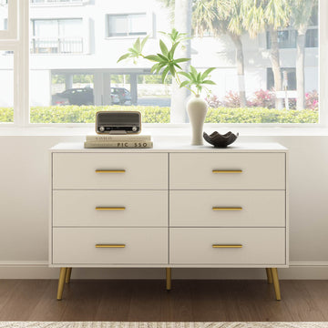 Ansel  Modern White 6-Drawer Dresser - Riumlore