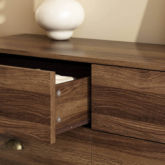 Mid-Century Modern Walnut 6-Drawer Dresser - Riumlore