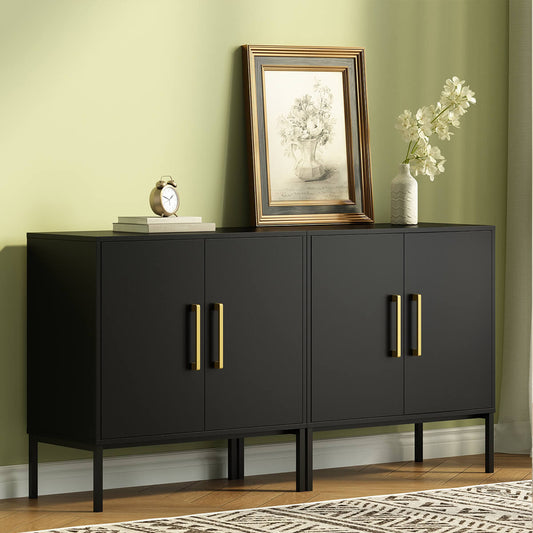 Ansel Modern Minimalist Matte Black Sideboard - Riumlore