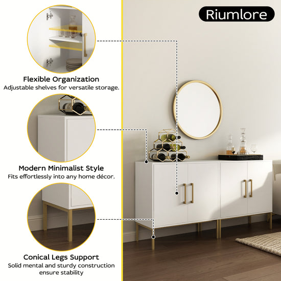 Ansel Modern Minimalist Matte White Sideboard/TV Stand - Riumlore