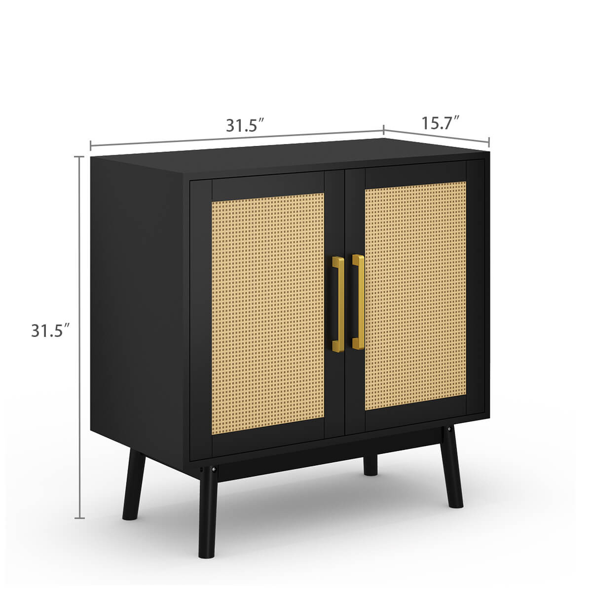 Elva Modern Rattan Black Sideboard Buffet Cabinet - Riumlore