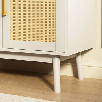 Elva Modern Rattan White Sideboard Buffet Cabinet - Riumlore