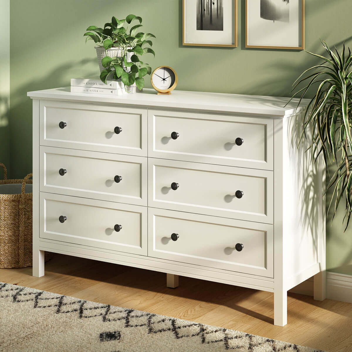 Mioa Modern Farmhouse 6-Drawer Dresser - Riumlore