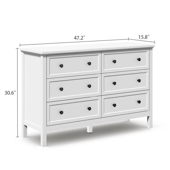 Mioa Modern Farmhouse 6-Drawer Dresser - Riumlore