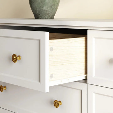 Mioa Mid-Century Modern White Deep 6-Drawer Dresser - Riumlore
