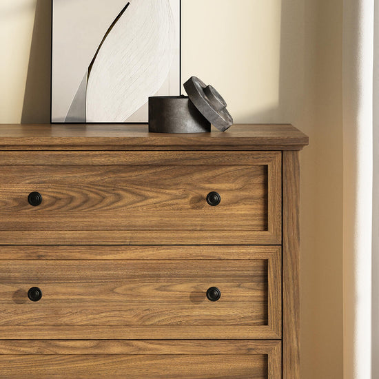 Mioa Rustic Farmhouse Wood Deep 6-Drawer Dresser - Riumlore