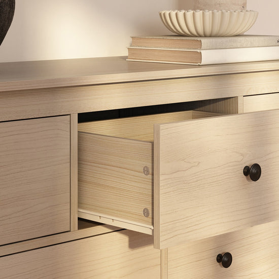 Mid-Century Modern 7-Drawer Light Wood Dresser - Riumlore