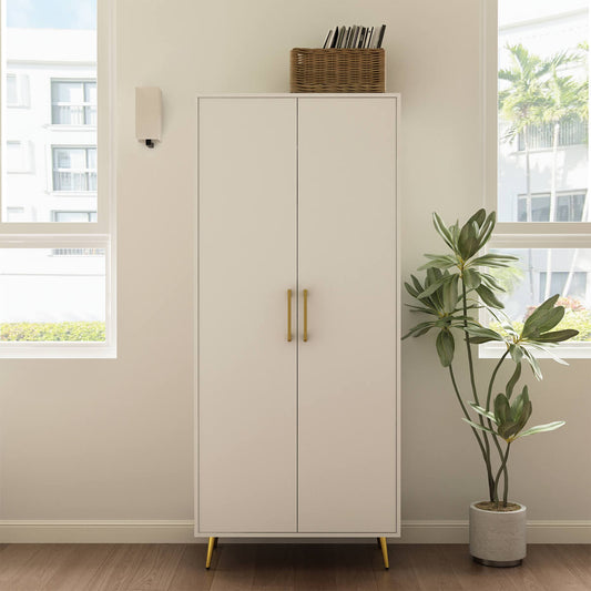 Ansel Modern Tall White Storage Cabinet - Riumlore