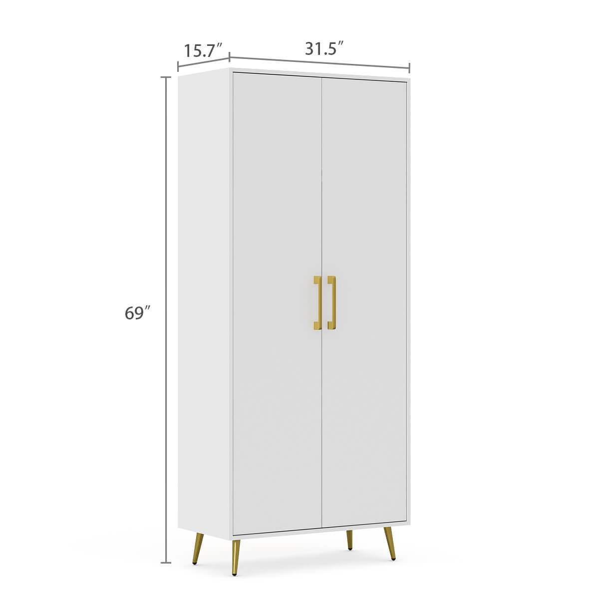 Ansel Modern Tall White Storage Cabinet - Riumlore