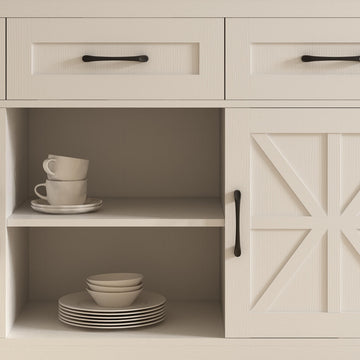Xyla Farmhouse White Sideboard Buffet Cabinet Riumlore