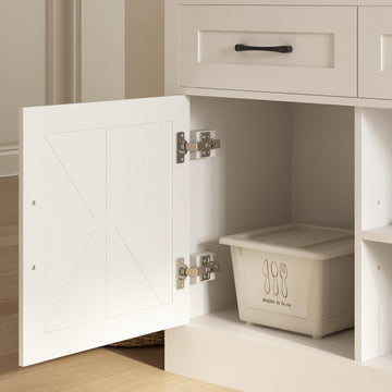 Xyla Farmhouse White Sideboard Buffet Cabinet Riumlore