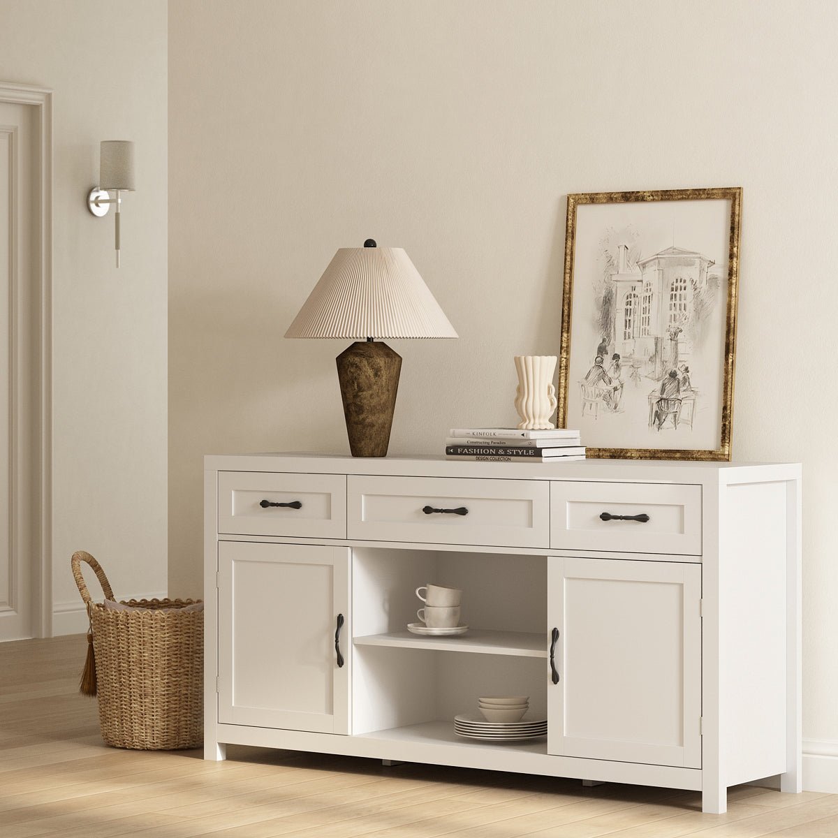Xyla Modern White Sideboard Buffet Cabinet - Riumlore