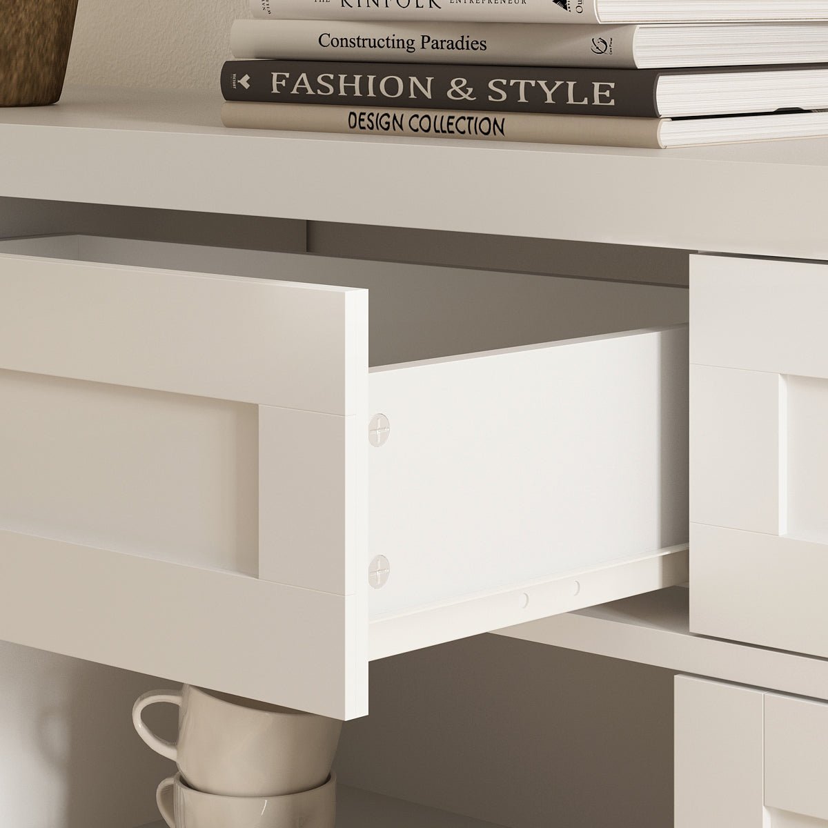 Xyla Modern White Sideboard Buffet Cabinet Details - Riumlore