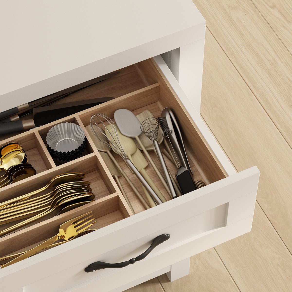 Xyla Modern White Sideboard Buffet Cabinet Details - Riumlore