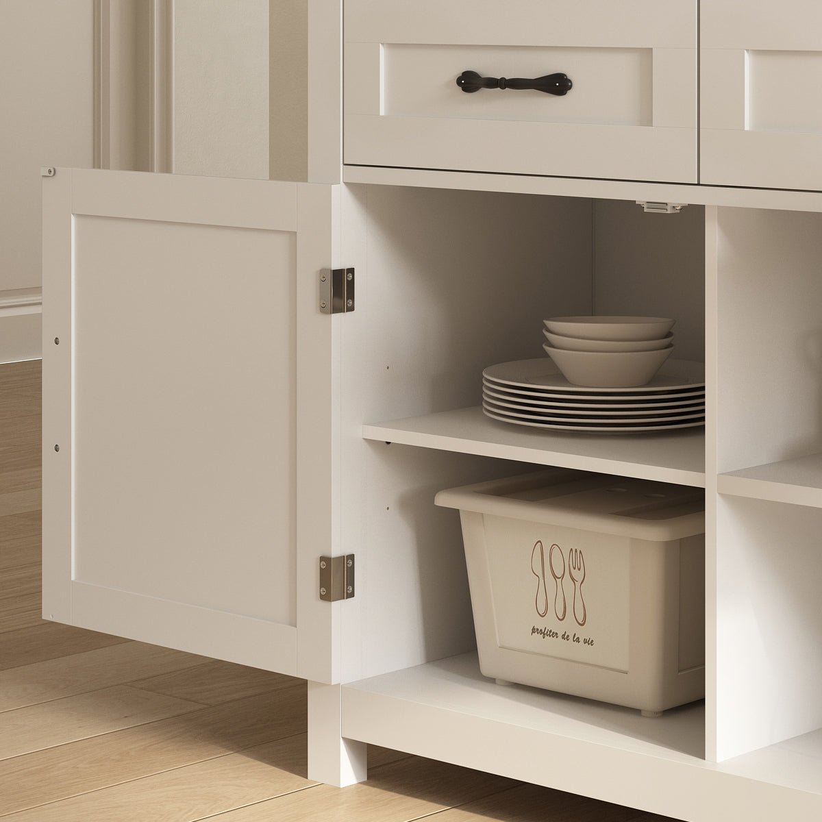 Xyla Modern White Sideboard Buffet Cabinet Details - Riumlore