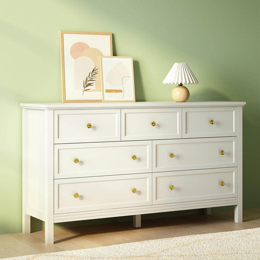 Mioa Modern White 7‑Drawer Dresser - Riumlore