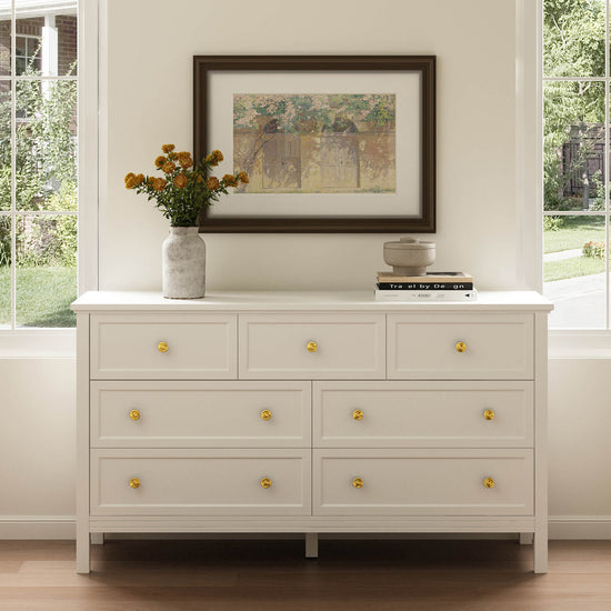 Mioa Modern White 7‑Drawer Dresser Riumlore