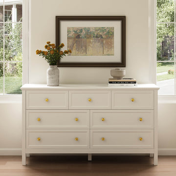 Mioa Modern White 7‑Drawer Dresser Riumlore