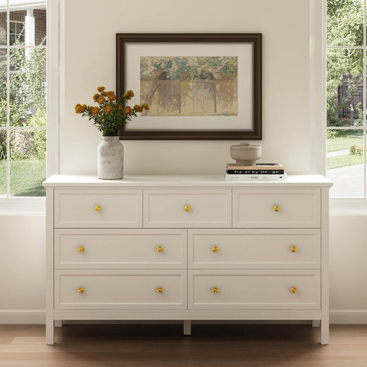 Mioa Modern White 7‑Drawer Dresser Riumlore