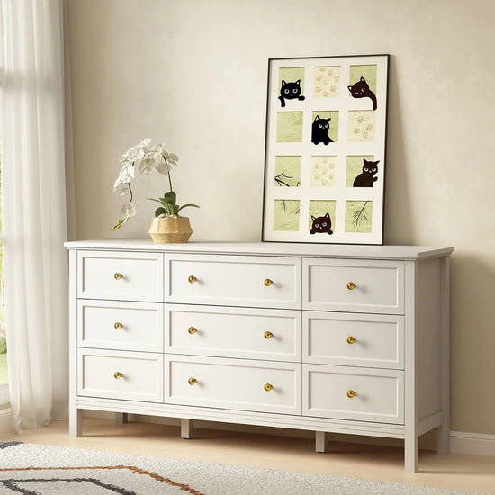 Mioa Modern White 9‑Drawer Dresser – Riumlore Mioa Modern White 9‑Drawer Dresser – Riumlore