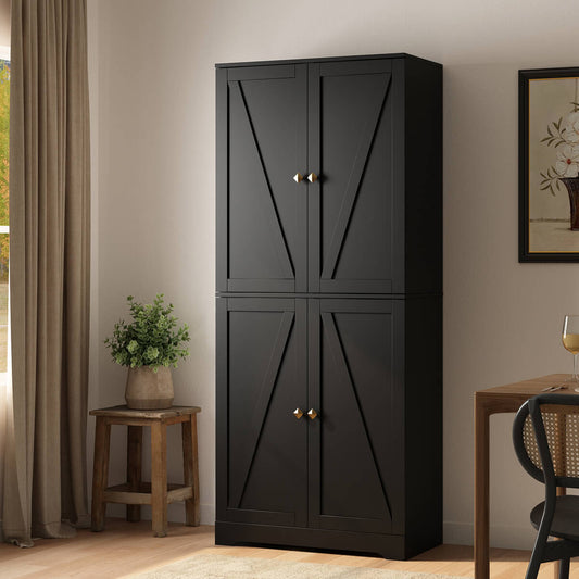 Xyla Modern Black Wood Tall Storage Cabinet