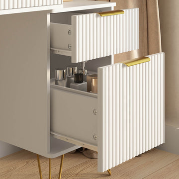 Luma Modern Storage Vanity/Makeup Table with Lighted Mirror - Riumlore