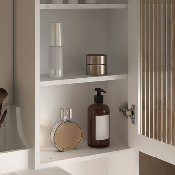 Luma Modern Storage Vanity/Makeup Table with Lighted Mirror - Riumlore