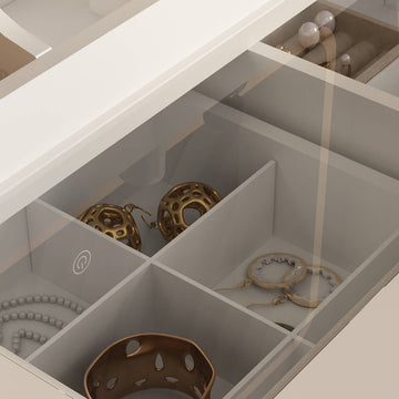 Luma Modern Storage Vanity/Makeup Table with Lighted Mirror - Riumlore