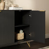 Luma Modern Fluted 3-Door Black Sideboard/TV Stand Cabinet