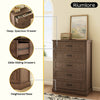 Rowen Rustic Solid Walnut Wood 5-Drawer Dresser - Riumlore