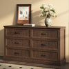 Rowen Rustic Solid Walnut Wood 6-Drawer Dresser - Riumlore
