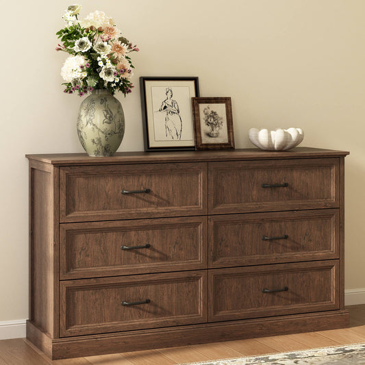 Rowen Rustic Solid Walnut Wood 7-Drawer Dresser - Riumlore