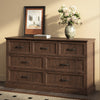 Rowen Rustic Solid Walnut Wood 7-Drawer Dresser - Riumlore