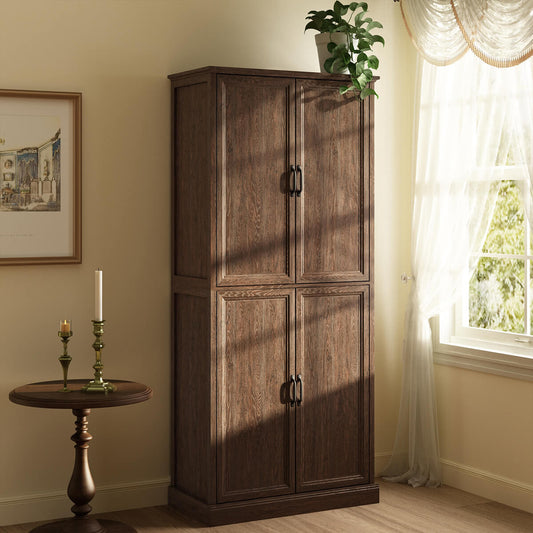 Rowen Rustic Solid Walnut Wood Storage Cabinet - Riumlore