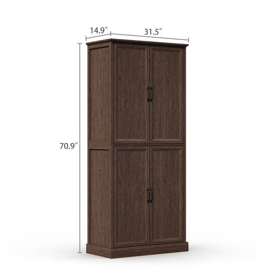 Rowen Rustic Solid Walnut Wood Storage Cabinet - Riumlore