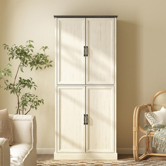 Maren Rustic Solid White Wood Storage Cabinet - Riumlore