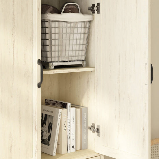 Maren Rustic Solid White Wood Storage Cabinet - Riumlore