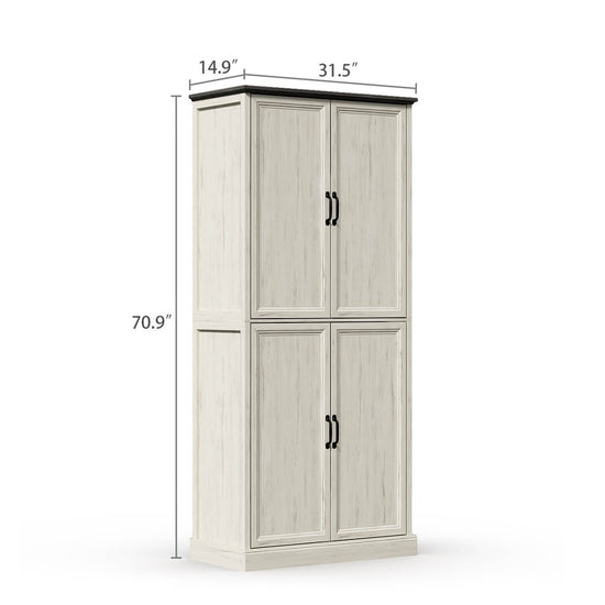 Maren Rustic Solid White Wood Storage Cabinet - Riumlore