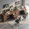 YouTrend 58'' Farmhouse Executive Desk,Wood Home Office Computer Desk with 5 Drawers and Storage Cabinet for Work Study Writing,Brown