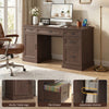 YouTrend 58'' Farmhouse Executive Desk,Wood Home Office Computer Desk with 5 Drawers and Storage Cabinet for Work Study Writing,Brown