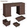 YouTrend 58'' Farmhouse Executive Desk,Wood Home Office Computer Desk with 5 Drawers and Storage Cabinet for Work Study Writing,Brown