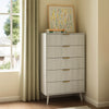 Corin Mid-Century-Modern Fluted White 5-Drawer Dresser - Riumlore