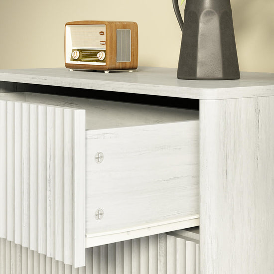 Corin Mid-Century-Modern Fluted White 5-Drawer Dresser - Riumlore